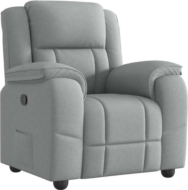 vidaXL Relaxsessel Hellgrau aus Stoff mit Armlehnen H: 96,0 cm, B: 76,0 cm, T: 102,0 cm - Bild 1