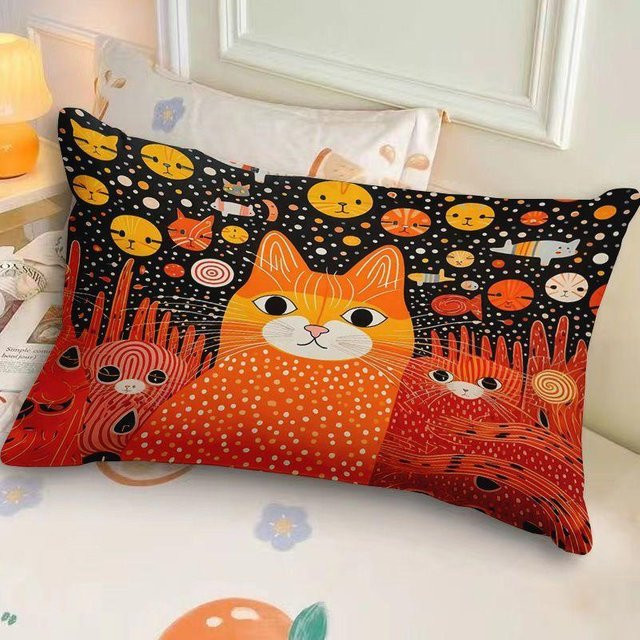 JMG Clothing Kissenbezug mit Punktmuster und Kürbis-Design in Orange, B/H: 50 x 30 cm - Bild 1