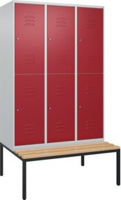 C+P Doppelstock-Spind Classic PLUS Sitzbank mit 3 Abteilen und Buche-Hartholz Sitzfläche, B/T/H: 212 x 120 x 81,5 cm - Bild 1