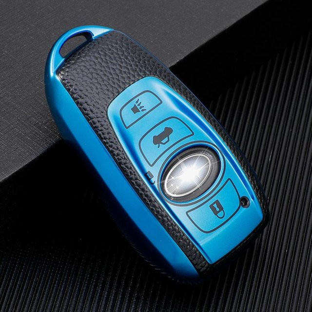 TPU Auto Schlüsselhülle für Subaru BRZ Forester Legacy Outback WRX STI Impreza XV Crosstrek Smart Keyless Fernbedienung Abdeckung in Blau - Bild 1
