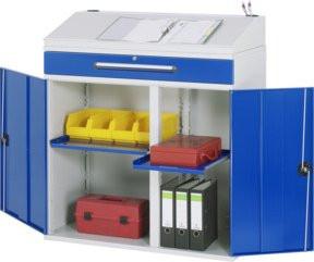 Rau Beistellschrank Stehpult Modell 02 aus Stahlblech B/T/H: 110 x 52 x 111/122 cm - Bild 1