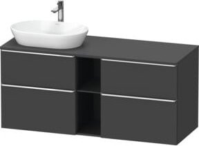 Duravit Waschtischunterschrank D-Neo in Grau Matt mit internen Schubladen und offenen Regalfächern, Wandmontage, Breite: 140 cm, Tiefe: 55 cm - Bild 1