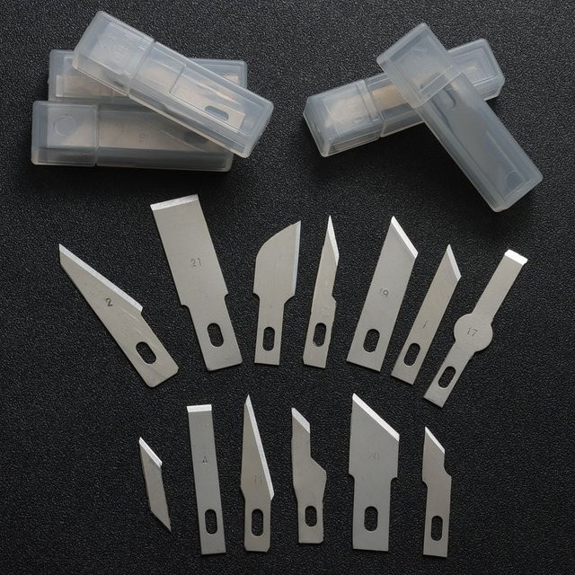 5-teiliges Set Skalpell-Messer aus Edelstahl in Silber für Gravur und PCB-Reparatur inklusive 10 Klingen - Bild 1