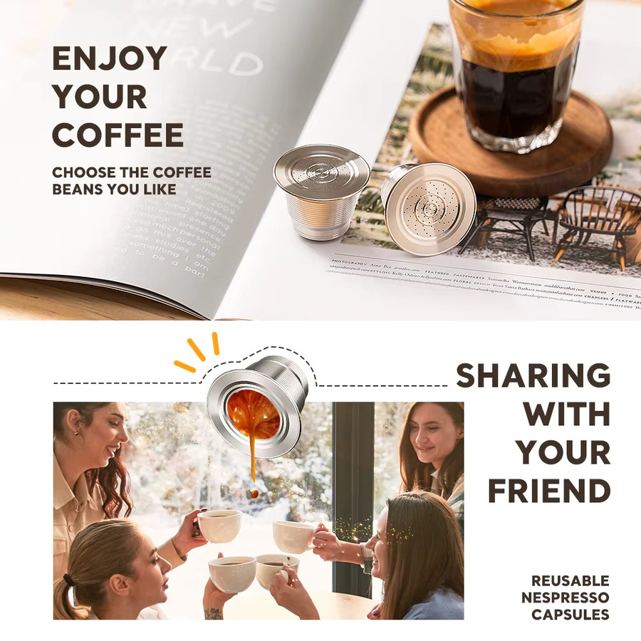 iCafilas nachfüllbare Kaffeekapsel aus Edelstahl für Nespresso-Kaffeemaschinen in Silber - Bild 3