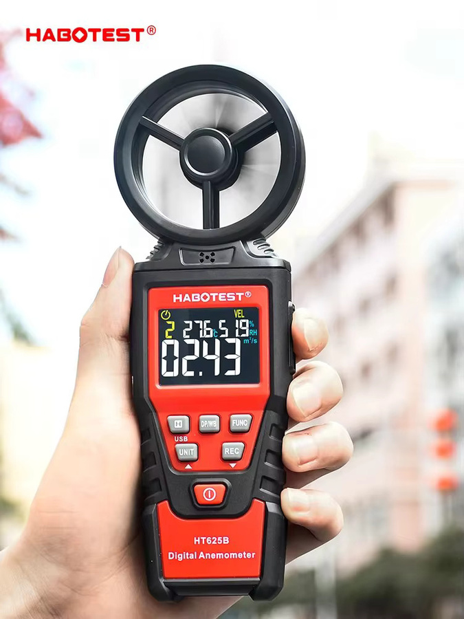 HABOTEST HT625 Digitales Anemometer in Schwarz - Professionelles Windgeschwindigkeits- und Luftvolumenmessgerät zur Messung der Luftgeschwindigkeit von 0,4-30m/s - Bild 4