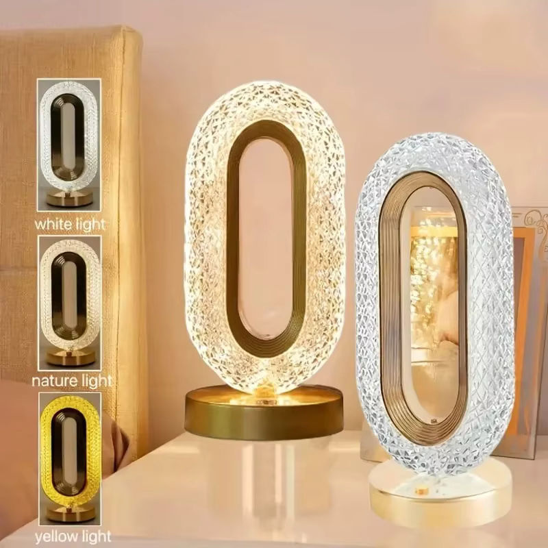 GGbingo 3D Track Kristall Tischlampe mit USB-Anschluss, Transparent/Gold, B/T/H: 26,0 x 10,0 x 10,0 cm - Bild 2