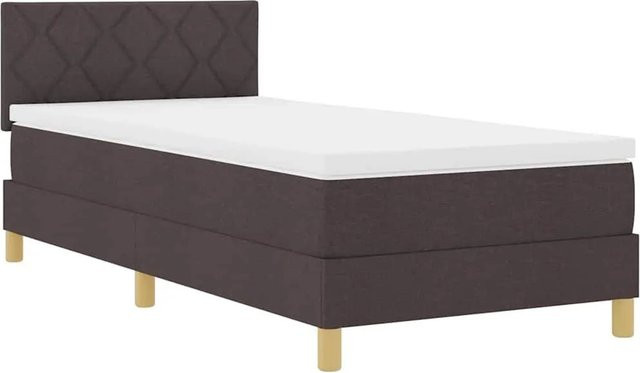 vidaXL LED Boxspringbett mit Matratze Dunkelbraun B/T/H: 90 x 200 x 163 cm mit USB-Anschluss und Unterbettbeleuchtung - Bild 1
