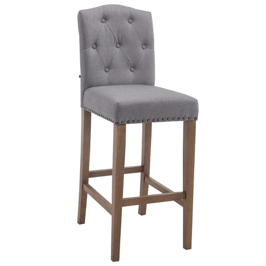 DELUKE Barhocker LIKEL mit Lehne aus Stoff in Hellgrau und Braun, B/T/H: 42 x 57 x 113 cm - Bild 2