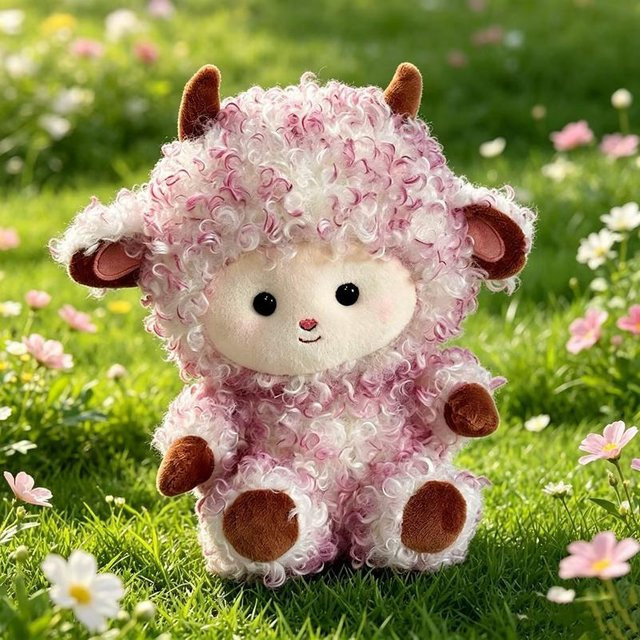 Yiran Health & Beauty Lamm Kuscheltier Puppe, Plüschtier, 20cm, Rosa - Bild 1