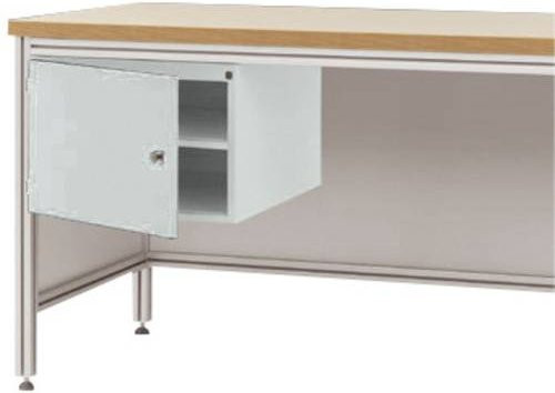 Manuflex Gehäuse-Unterbau ZB4729.7035 für ALU-Arbeitstische, Nutzhöhe 300 mm, Türanschlag rechts, für Tischtiefe 800 mm, Farbe: Grau/Weiß - Bild 1