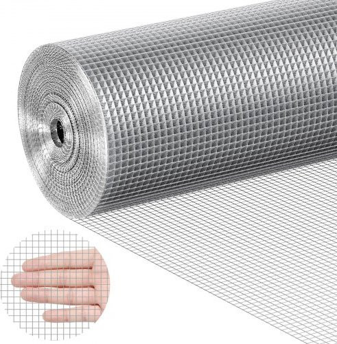 VEVOR Drahtgitterrolle aus feuerverzinktem Stahl, Maschenweite 1/4 Zoll, Farbe Silber, B: 91,5 cm, L: 15,24 m - Bild 1
