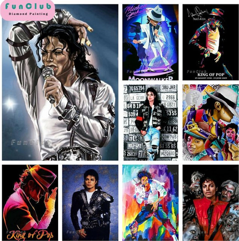 Potdemiel 5D-Diamant-Malerei-Set Michael Jackson King Of Pop, mehrfarbig, Wandmontage - Bild 1