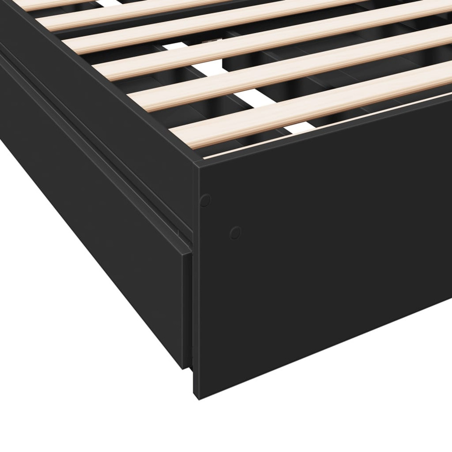 vidaXL Bettgestell mit Schubladen in Schwarz aus Holzwerkstoff, B/T/H: 90 x 190 x 28 cm - Bild 4