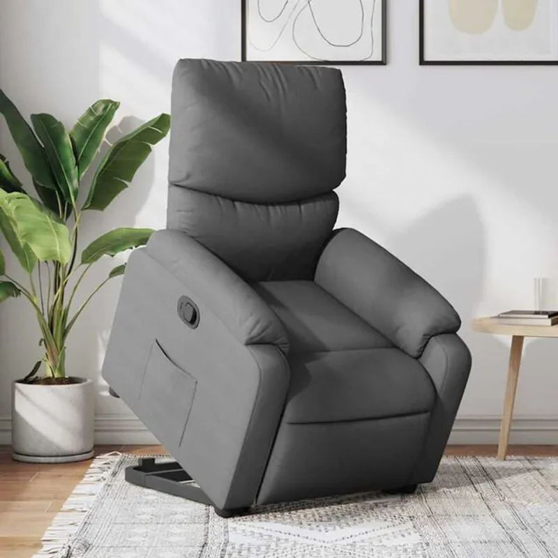 vidaxl Relaxsessel mit Aufstehhilfe in Anthrazit und Grau aus Stoff - Bild 1