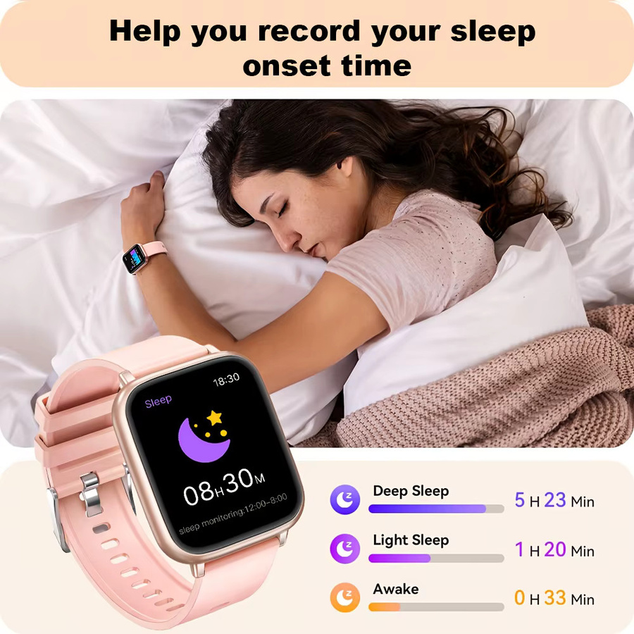 LAXASFIT Smartwatch IP68 Wasserdicht in Schwarz mit Bluetooth-Anruf und Herzfrequenz-, Blutdruck- sowie Blutsauerstoffmessung - Bild 4