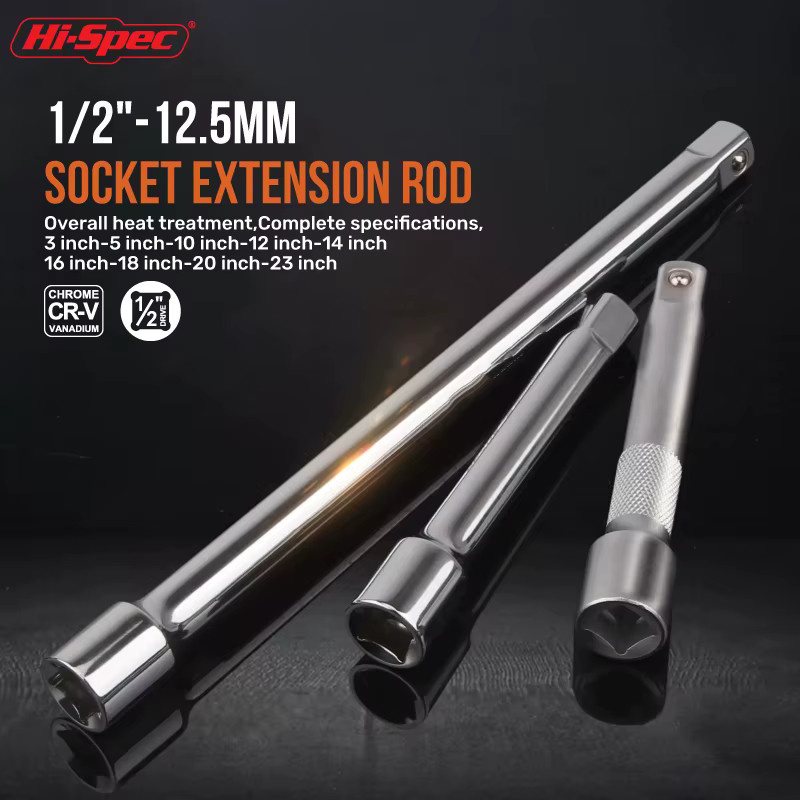 HI-SPEC Steckschlüsselverlängerungsstange mit 1/2 Zoll Antrieb in Silber, Set mit 50 mm, 100 mm und 150 mm Längen für Ratschenschlüssel - Bild 5