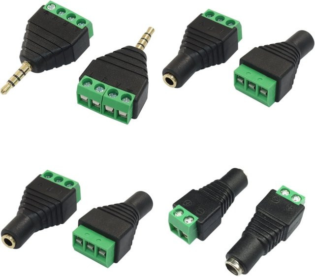 ELECAPITAL Stereo-Adapter von 3,5 mm Klinke auf RCA Audio und Mono-Kanal-Stecker mit Schraubklemme, Schwarz - Bild 1