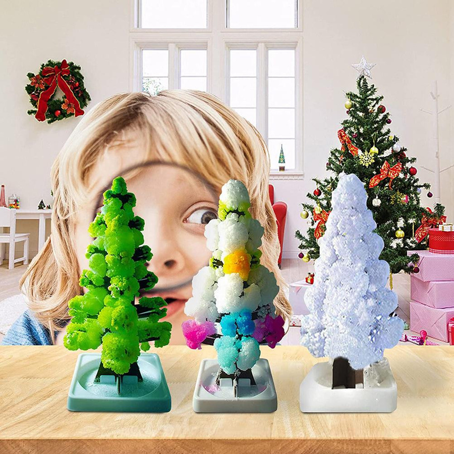 DIY Weihnachts-Papierbaum mit Schneeflocken-Effekt als magische wachsende Kristall-Dekoration in Multicolor - Bild 5