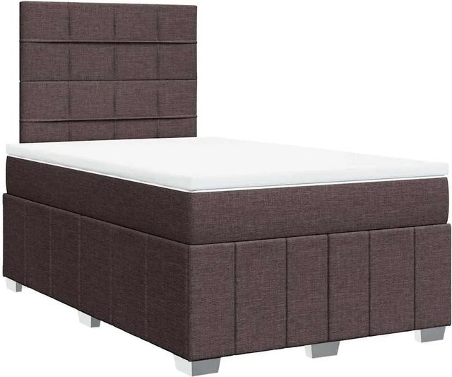 vidaXL Boxspringbett mit Matratze Dunkelbraun B/T: 120 x 190 cm mit USB-Ladeport und Unterbettbeleuchtung - Bild 1
