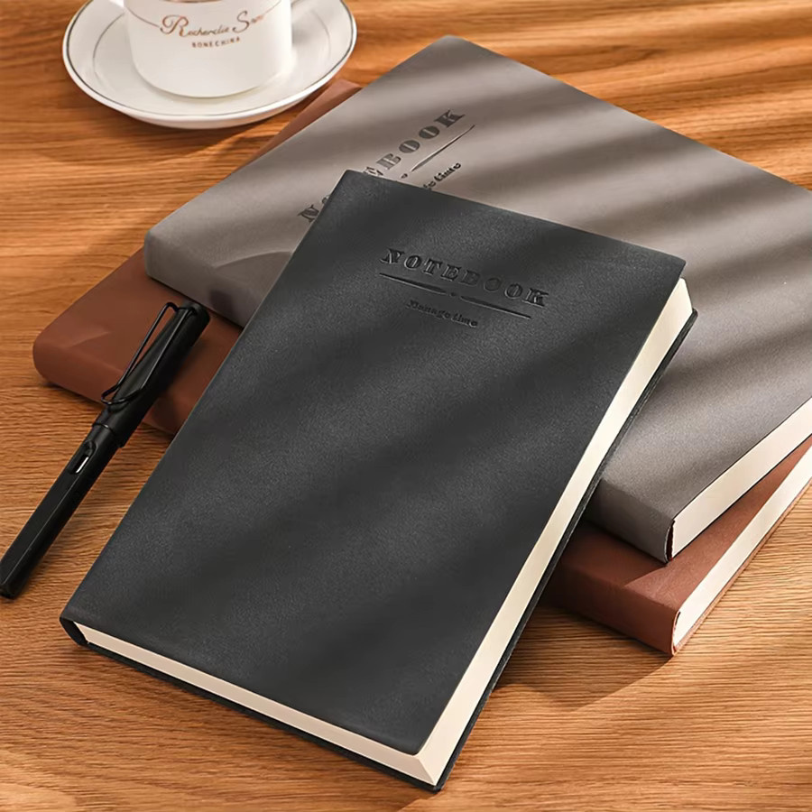 Universelles Hardcover Notizbuch in Schwarz mit Stoffeinband für A5 und A4, ideal für Skizzen und Meetings - Bild 4