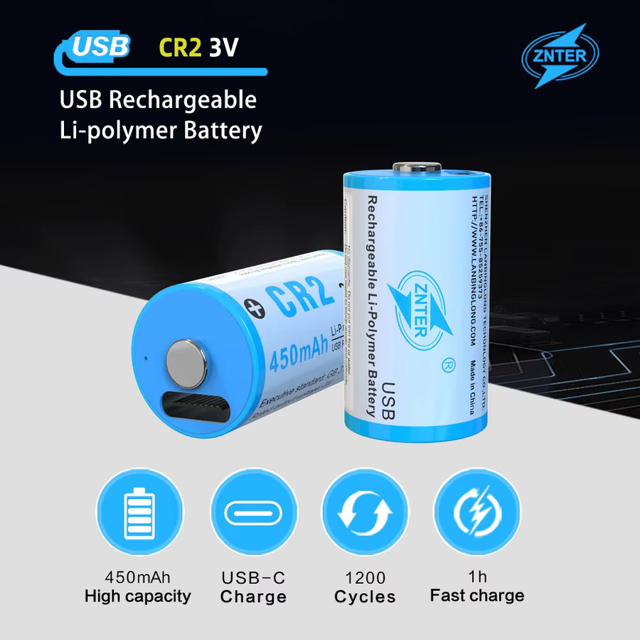 ZNTER CR2 Akku 3V wiederaufladbare Li-Polymer Batterie mit 450mAh und USB-Direktladung - Bild 3