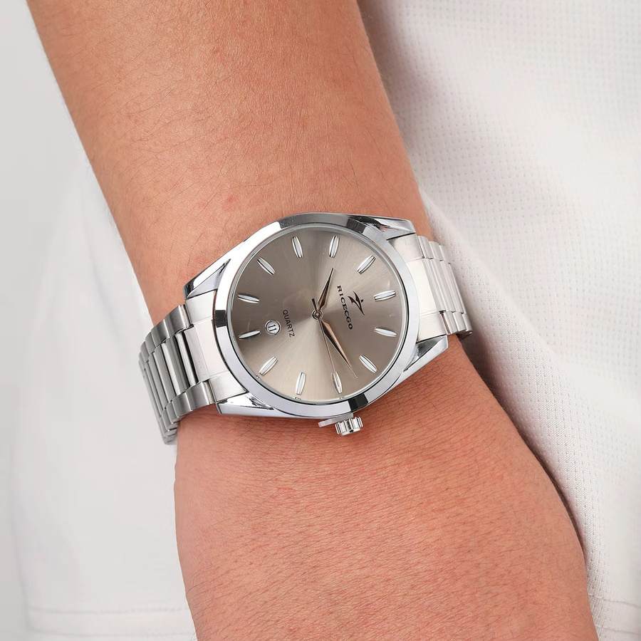 RICECGO Armbanduhr Quarz, Edelstahl, Schwarz, Herren, Datum - Bild 3