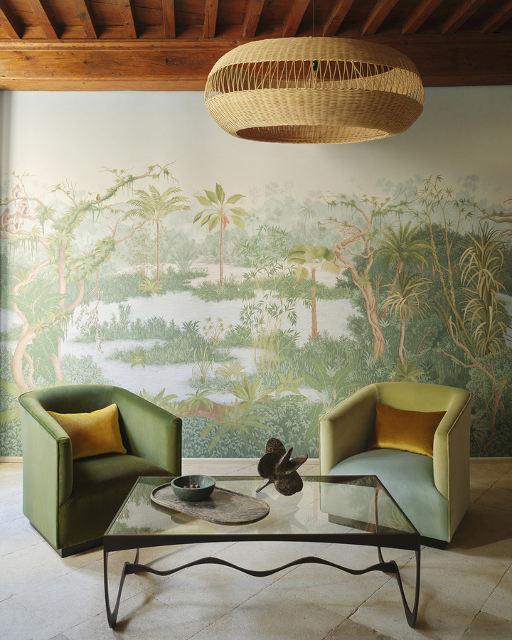 Manuel Canovas Mural Borneo Printemps Wandgestaltung in Grün, Blau und Multicolour mit floralem Design - Bild 1