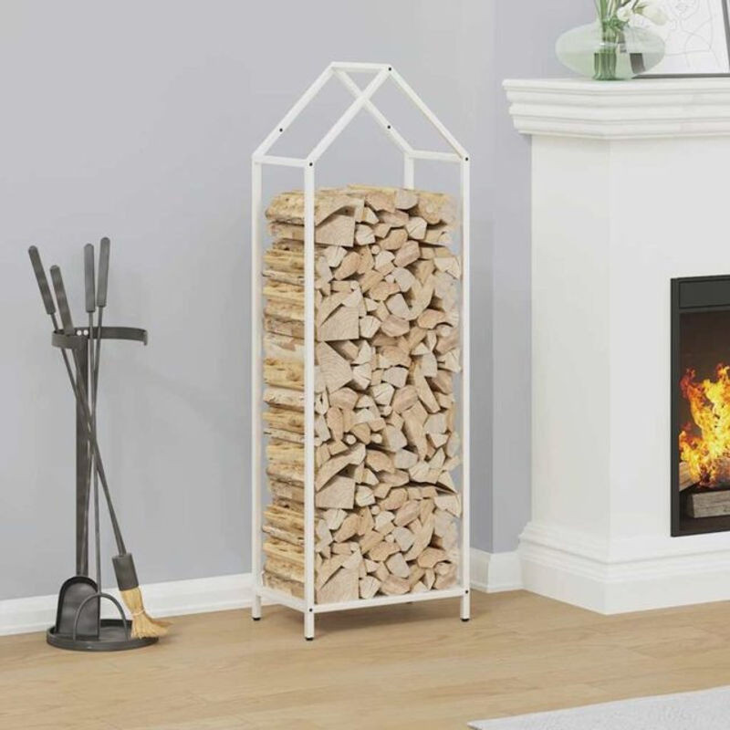 Brennholzregal aus kaltgewalztem Stahl von Vidaxl in Weiß, H x B x T: 120 x 40 x 25 cm - Bild 1