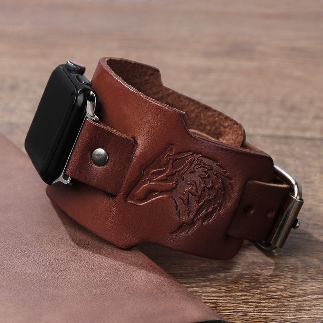 yunfook Uhrenarmband Leder, Wolf Totem, Unisex - Bild 1