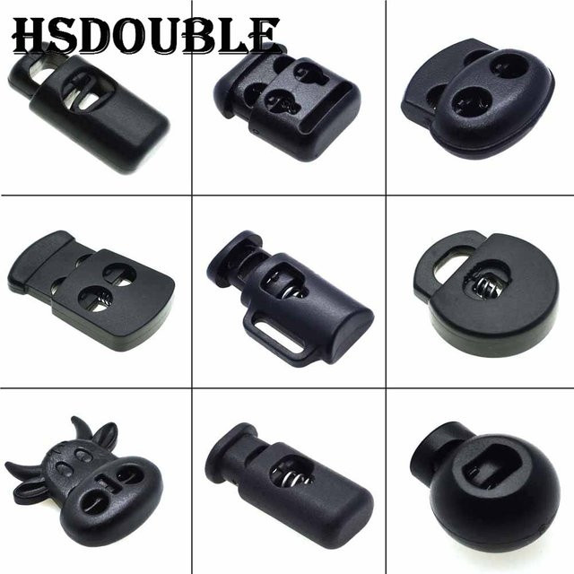 HSDOUBLE Kordelverschluss Toggle Clip Stopper aus Kunststoff in Schwarz, 10 Stück pro Packung - Bild 1
