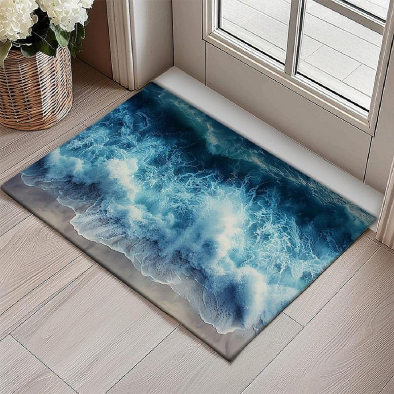 Rutschfeste Bodenmatte Lodestar mit Strandblick und Kokospalmen in Weiß, B/B: 60 x 40 cm - Bild 2