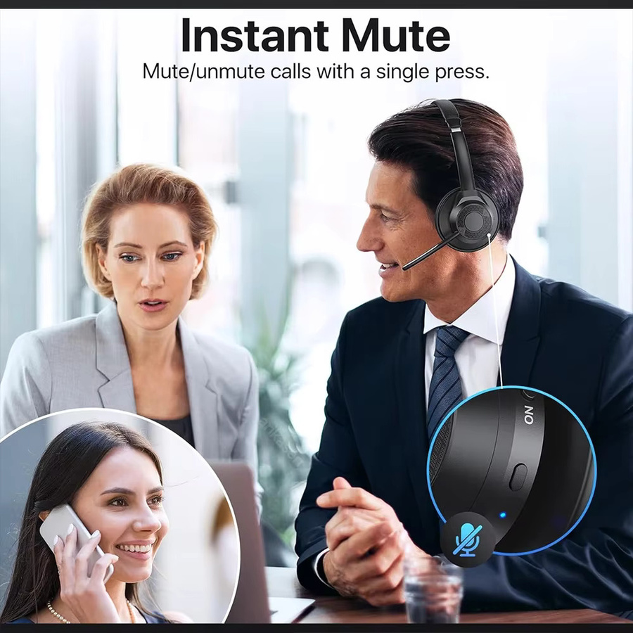 Arikasen Kabelloses Bluetooth-Headset mit Geräuschunterdrückung und Multipoint-Verbindung in Schwarz - Bild 5