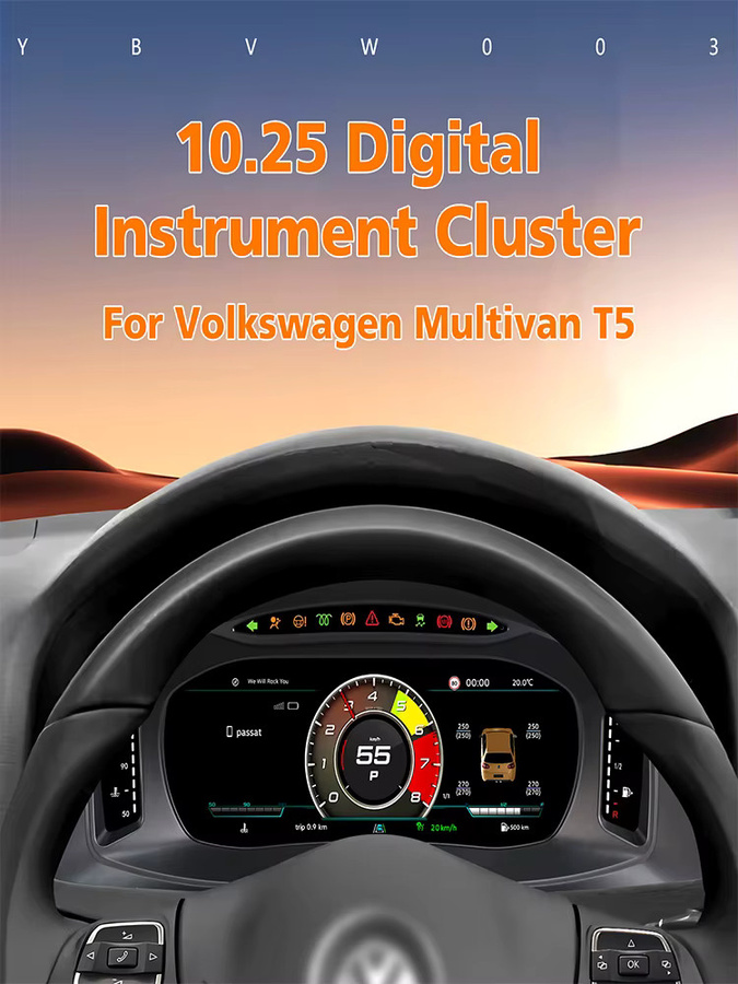 Hizpo Digitales Armaturenbrett für Volkswagen Multivan T5 2008 - 2015 mit HDMI, Carplay und Android Auto in Schwarz - Bild 6