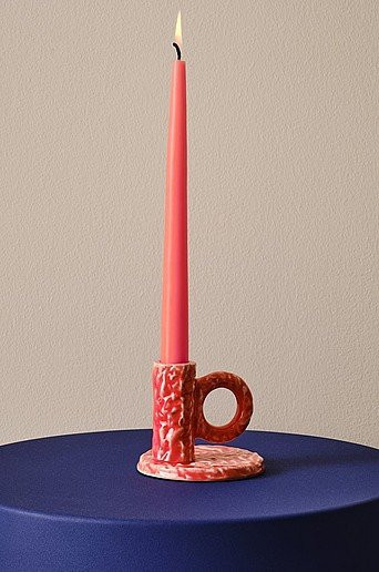 Jotex FLORIAN Kerzenständer modern rot aus Metall und Keramik für Stabkerzen - Bild 1