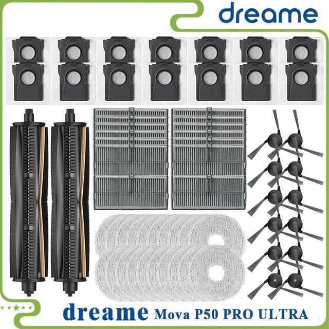 Dreame Mova P50 Pro Ultra Zubehörset mit Hepa-Filter, Mopp-Tüchern, Staubbeuteln, Seitenbürsten und Rollern in Multicolor - Bild 1