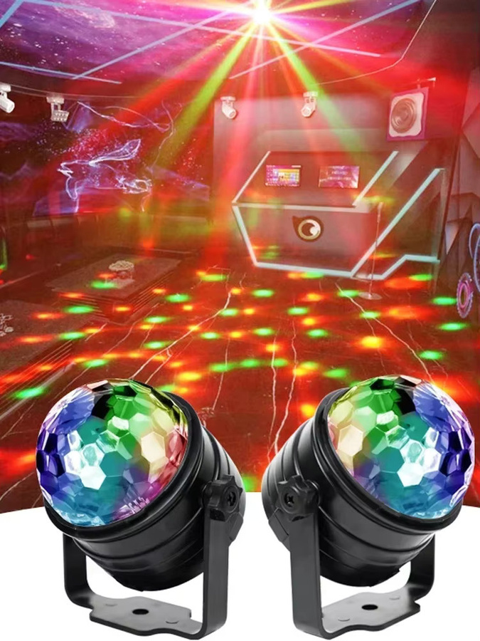 XIWANGFIRE RGB LED Disco Ball mit Fernbedienung, Soundaktivierte rotierende DJ Bühnenlampe in Multicolour und Schwarz - Bild 6