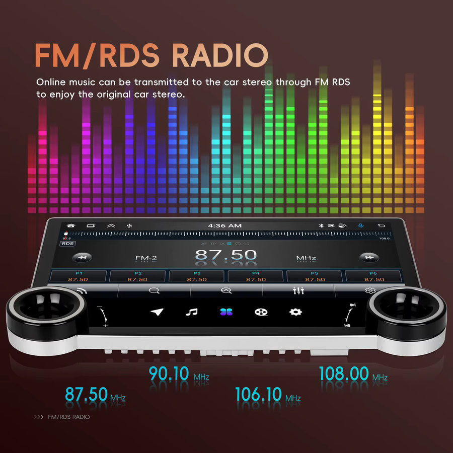 Podofo Android Autoradio mit 12,5 Zoll Display, 6 GB RAM und 128 GB Speicher, 2 DIN Multimedia-Player mit GPS, WiFi, Bluetooth, kabellosem CarPlay und Android Auto, Farbe: Schwarz - Bild 8