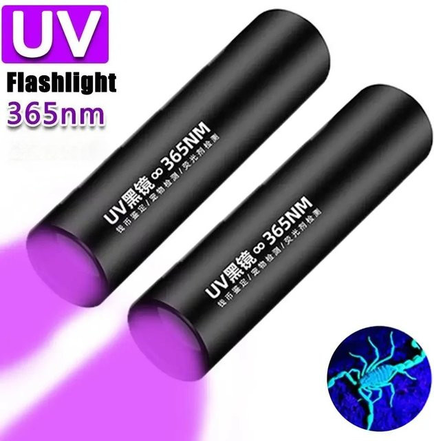 KDULIT Tragbare EDC-UV-Taschenlampe mit 365 nm Typ C, wiederaufladbare Mini-LED-UV-Laterne in Schwarz zur Skorpionerkennung und Fleckensuche - Bild 1