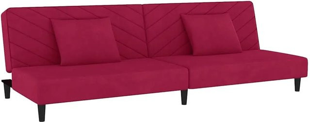 vidaXL Schlafsofa 2-Sitzer Click-Clack mit 2 Kissen aus Samt in Weinrot mit Holzrahmen - Bild 1