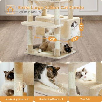 Pawz Road Großer Katzenbaum mit Hängematte und Höhle in Beige, Höhe: 184 cm - Bild 2