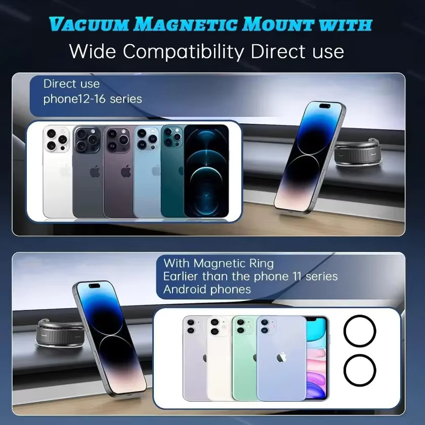 Opansten Magnetische MagSafe Auto-Halterung mit Vakuum-Saugnapf und Multi-Achsen-Einstellung für iPhone 17 bis 12 Pro Max, Schwarz - Bild 5