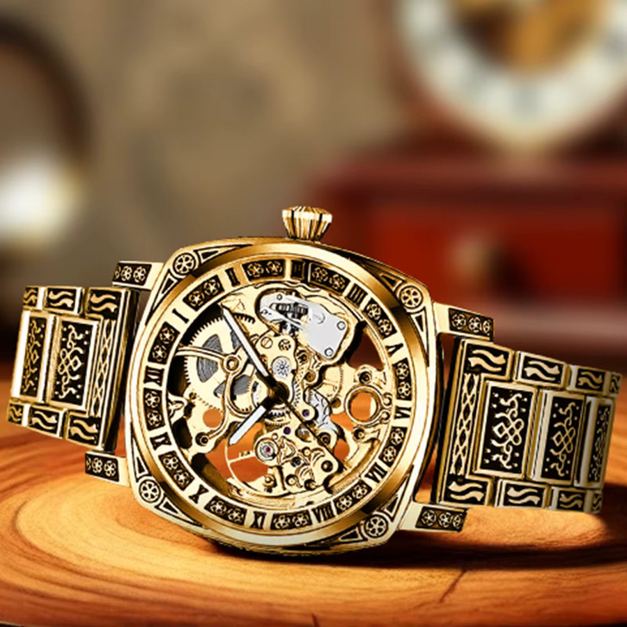 CAROTIF Armbanduhr Automatik, Edelstahl, Gold, Herren - Bild 5