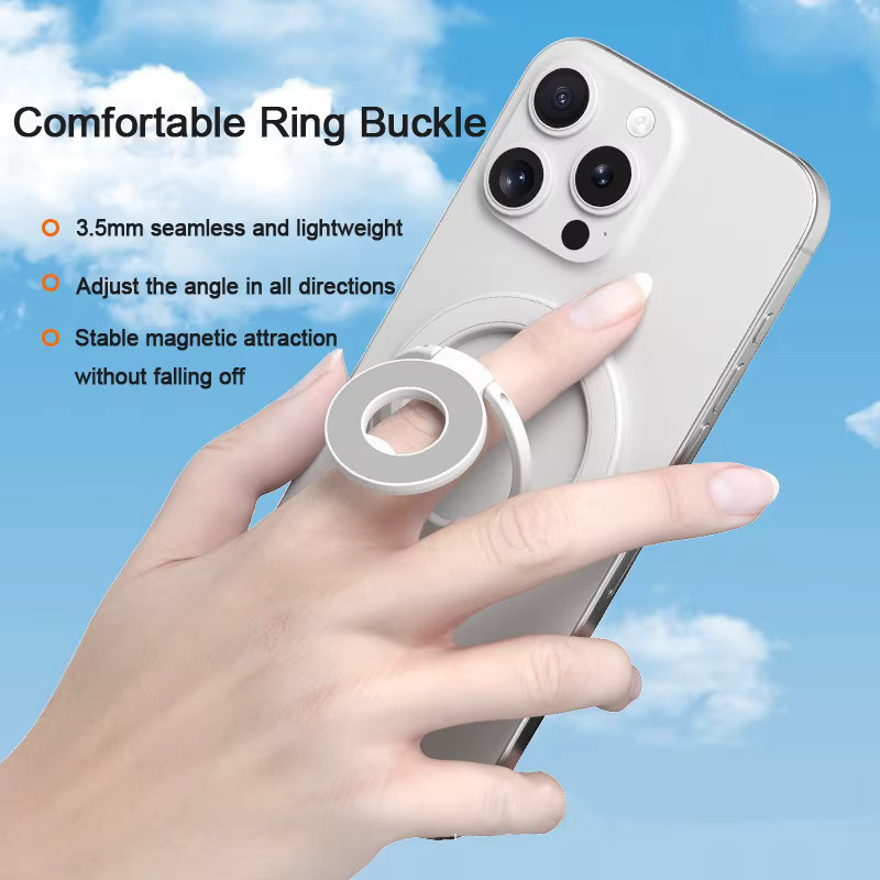 Doppelseitiger Magnetring-Halter für MagSafe, abnehmbarer Fitness-Handygriff mit Ständer für iPhone, Farbe: Weiß - Bild 3