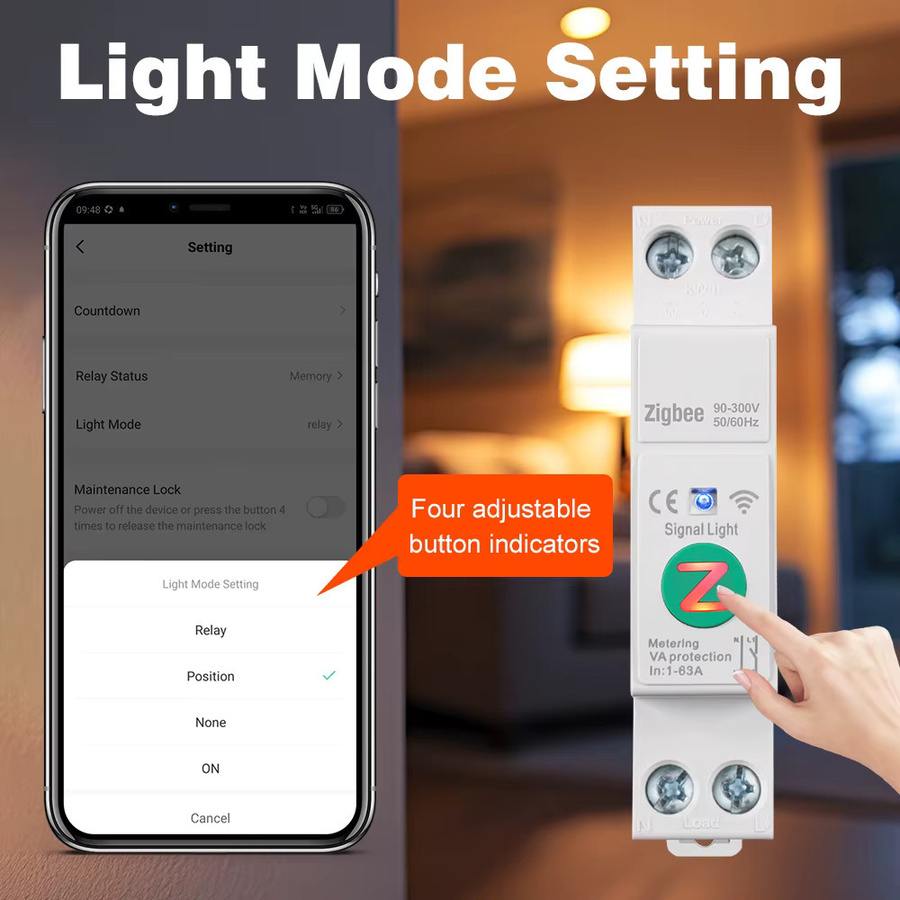 Zigbee Smart Leistungsschalter 1P+N 63A für DIN-Schiene mit Überstrom- und Überspannungsschutz sowie Leistungsmessung, Farbe: Weiß, kompatibel mit Tuya, Alexa und Google Home - Bild 4