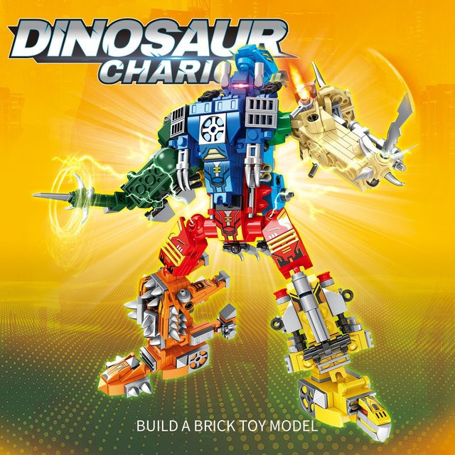 TYCOLE 8in1 Dinosaurier Transformation Roboter Bausteine Set, 821 Teile, Mehrfarbig - Bild 1