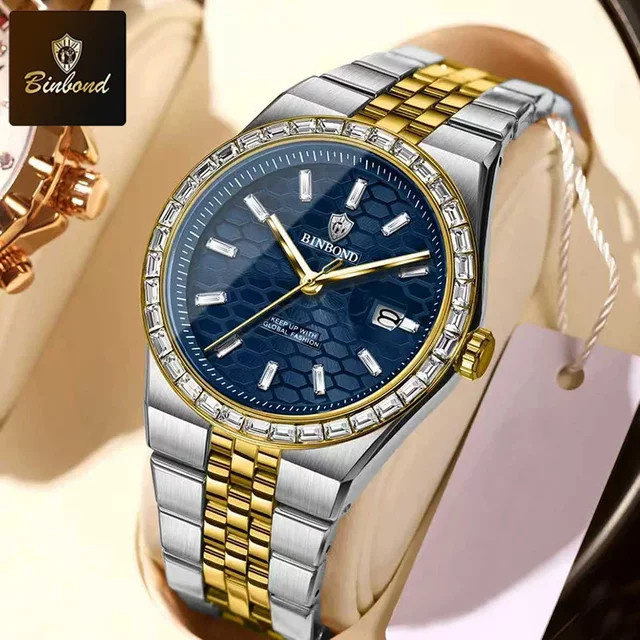 BINBOND Armbanduhr Quarz, Edelstahl, Blau, Herren - Bild 1