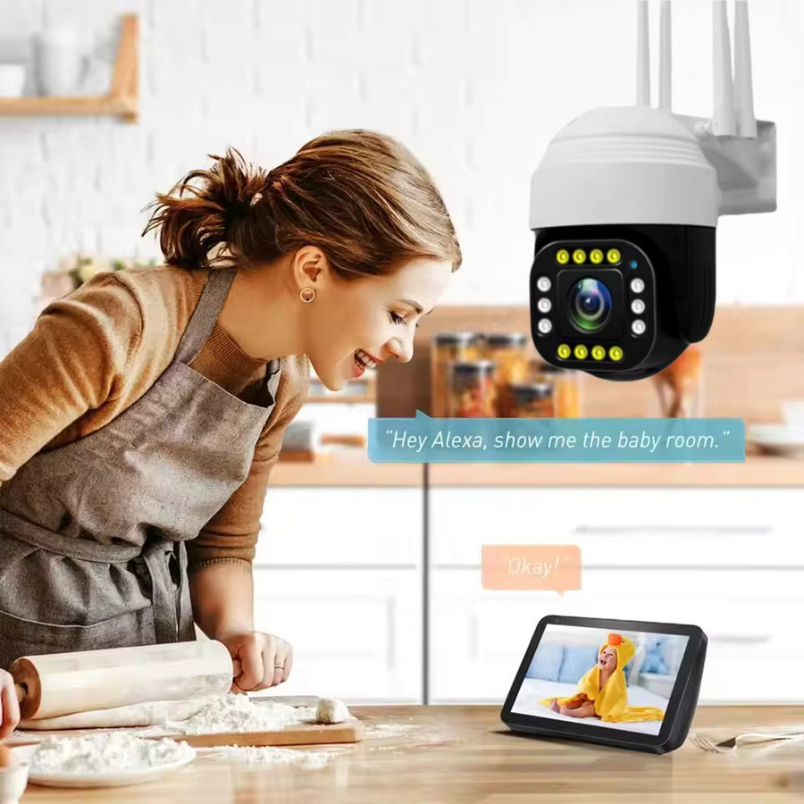 Tuya WLAN PTZ-Außenkamera mit 5MP Auflösung, 10-fach Zoom, Vollfarb-Nachtsicht und Bewegungserkennung in Weiß - Bild 3