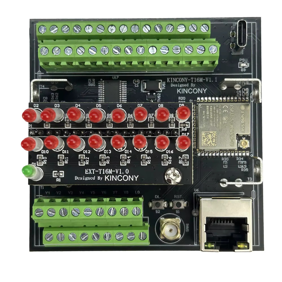 KinCony T16M ESP32 Tiny Ethernet WLAN-Controller in Schwarz für Home Assistant Esphome Tasmota MQTT RS485 Modbus KCS V3 - Bild 4