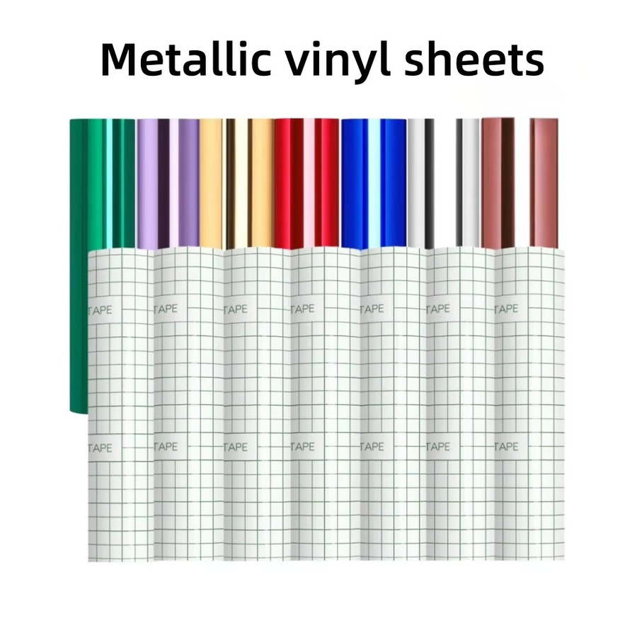 14 Stück Chrom-Vinyl-Spiegel in Silber und Multicolour, selbstklebendes metallisches permanentes Vinyl für Cricut und alle gängigen Schneidemaschinen - Bild 1