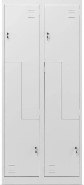 Jan Nowak Spind Schrank JULIA in L-Form aus Stahl, Farbe Lichtgrau, H x B x T: 185 x 80 x 45 cm - Bild 1
